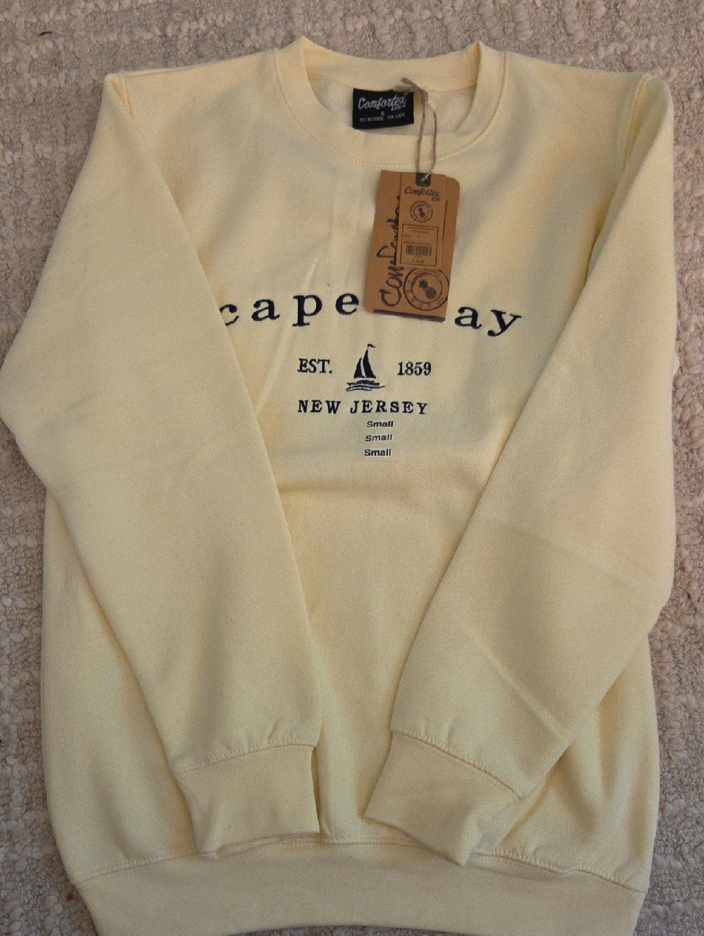 Cape May New Jersey Crewneck Sweatshirt - Pale Yellow, Women's S